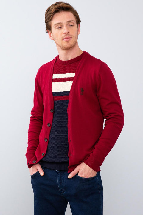 Us Polo Assn Burgundy Cardigan