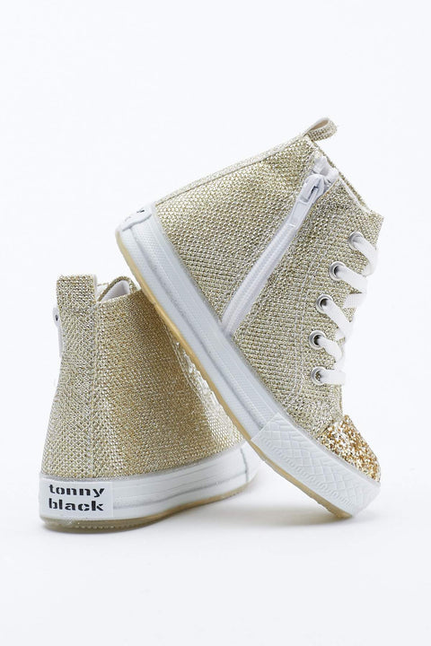 TonnyBlack Gold Children's Lighted Sneakers Long