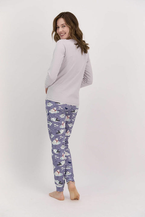 Arnetta Women's Make Magic Happen Light Gray Long Sleeve Pajamas Set