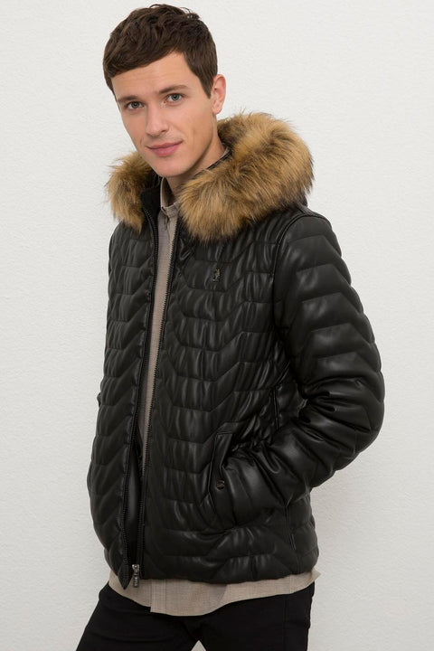 Us Polo  Assn Men  Black Leather Jacket