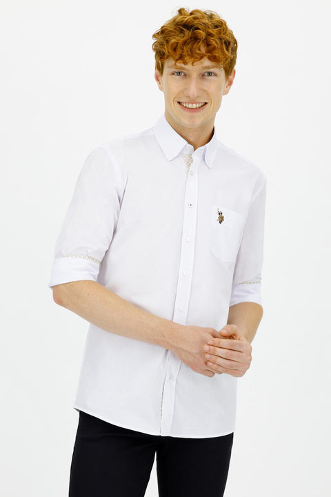 Us Polo Assn Men's White Shirt Long Sleeve 50238383-VR013