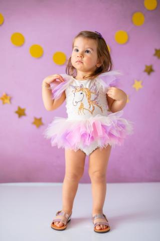 Pixy Love Baby Girl Beige Unicorn Rompers