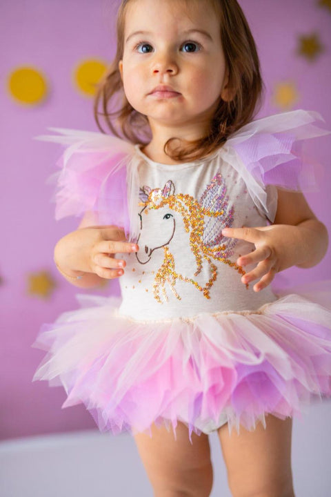 Pixy Love Baby Girl Beige Unicorn Rompers