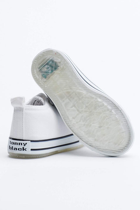 Tonny Black White Kids Lighted Sports Shoes