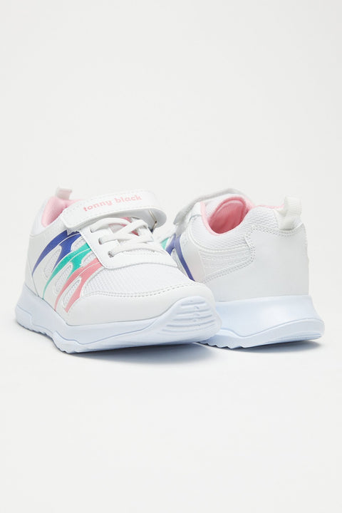 TonnyBlack White Kids Sports Shoes
