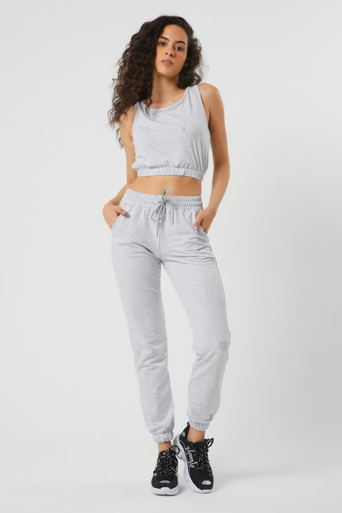 TonnyBlack White Women's Crop Tracksuit Set