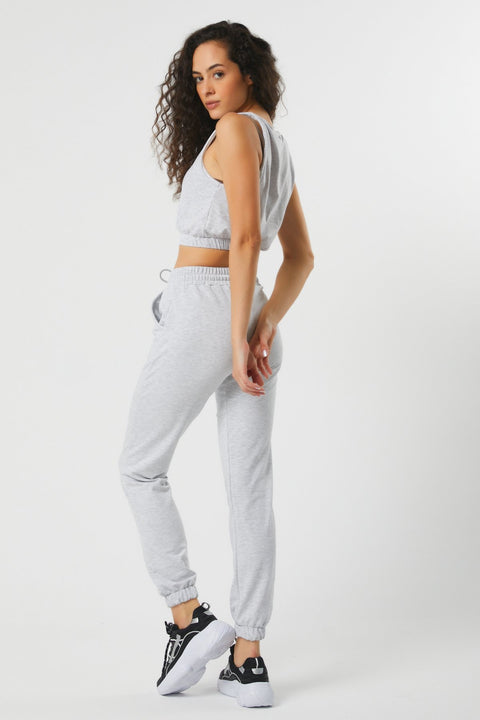 TonnyBlack White Women's Crop Tracksuit Set