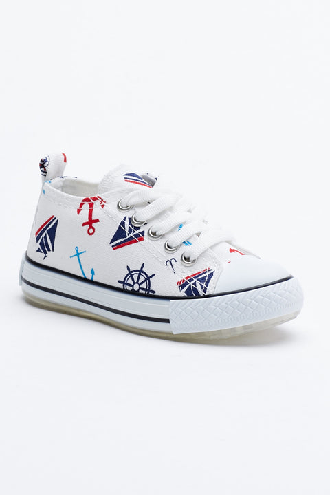 TonnyBlack White Navy Blue Kids Light Sports Shoes