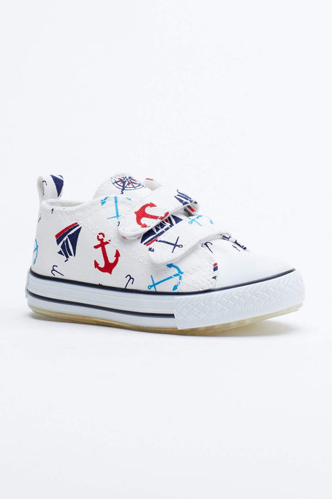 Tonny Black White Navy Blue Kids Sneakers Light Velcro