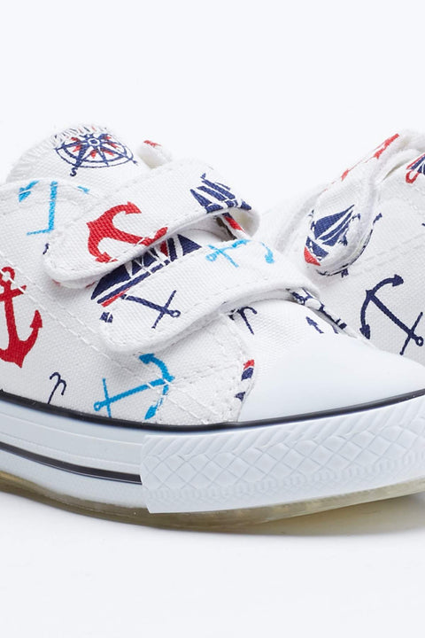 Tonny Black White Navy Blue Kids Sneakers Light Velcro