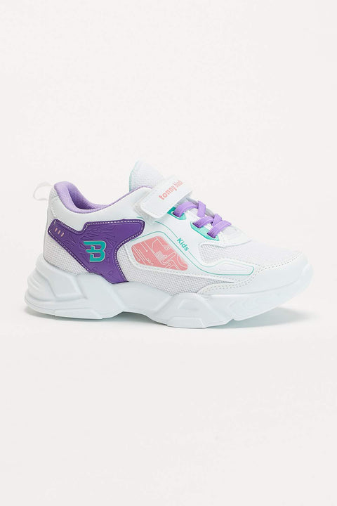 TonnyBlack White Purple Kids Sport Shoes