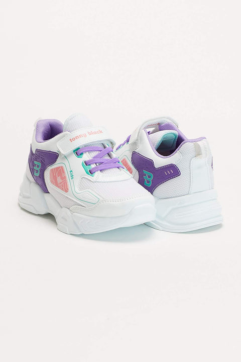 TonnyBlack White Purple Kids Sport Shoes