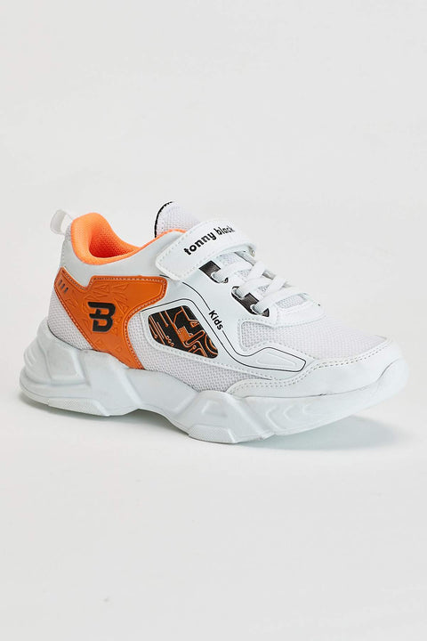TonnyBlack White Orange Kids Sport Shoes