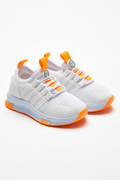 TonnyBlack White Orange Kids Sneakers
