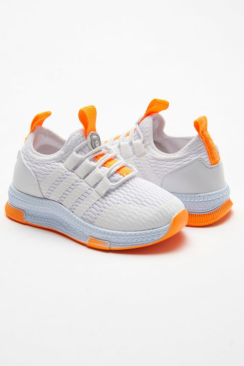 TonnyBlack White Orange Kids Sneakers