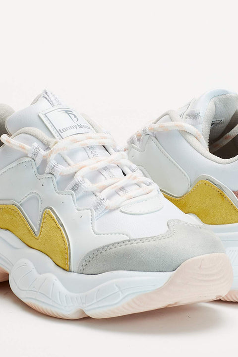 TonnyBlack White Yellow Women's Sneakers TB290-1_207