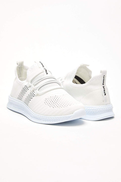 TonnyBlack White Black Mesh Kids Sneakers