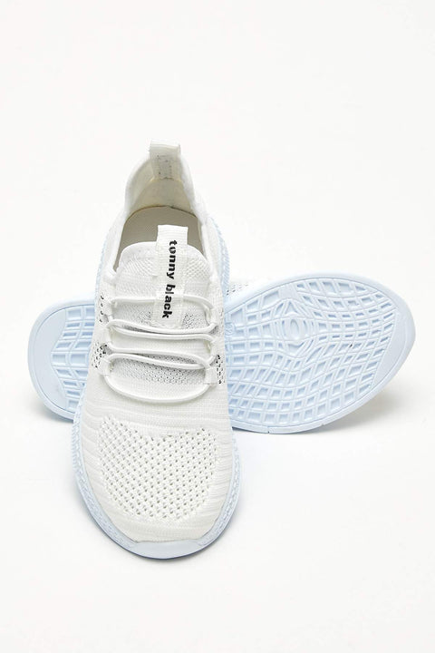 TonnyBlack White Black Mesh Kids Sneakers