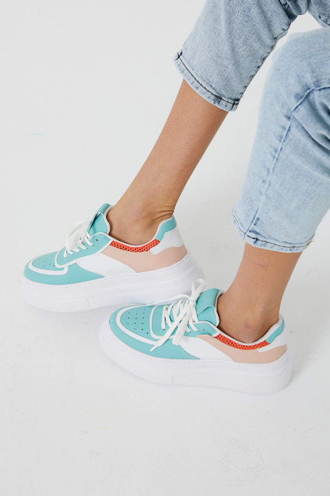 TonnyBlack White Water Green Women's Sneakers TBZNA-1_208