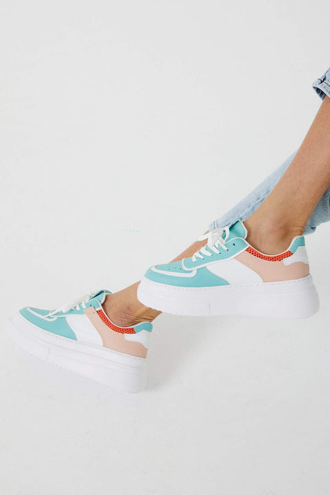 TonnyBlack White Water Green Women's Sneakers TBZNA-1_208
