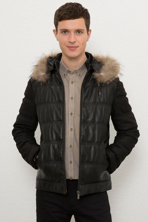 Us Polo  Assn Men  Black Leather Jacket