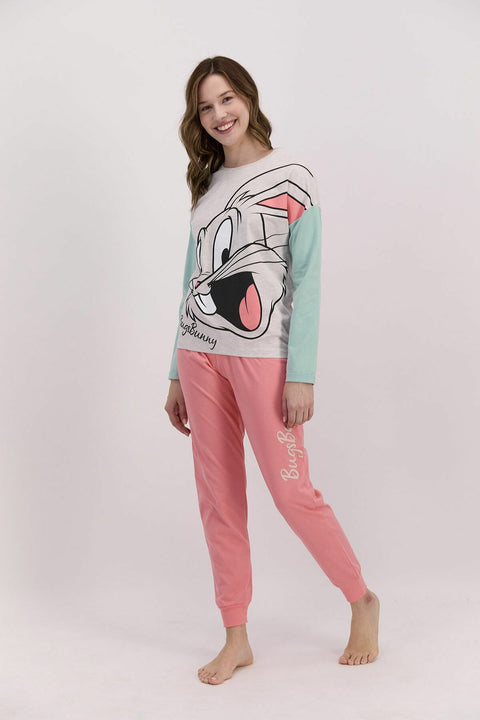 Bugs Bunny Licensed Beige Women's Pajamas Set