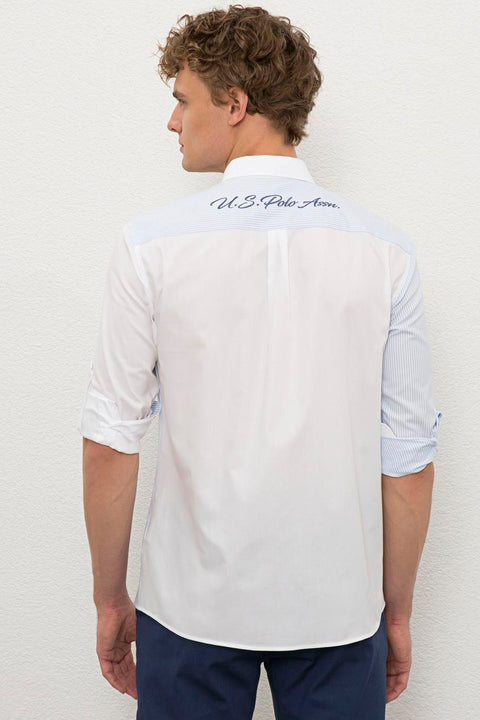 Us Polo Assn Men's White Shirt Long Sleeve 50219356-VR013