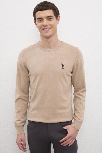 Us Polo Assn Men's Camel Basic Knitwear Sweater 50224779-VR015