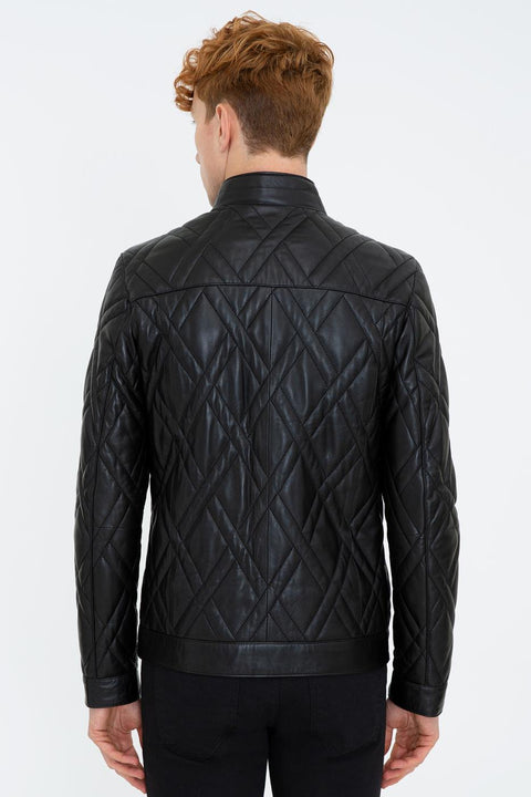 Us Polo  Assn Men  Black Leather Jacket