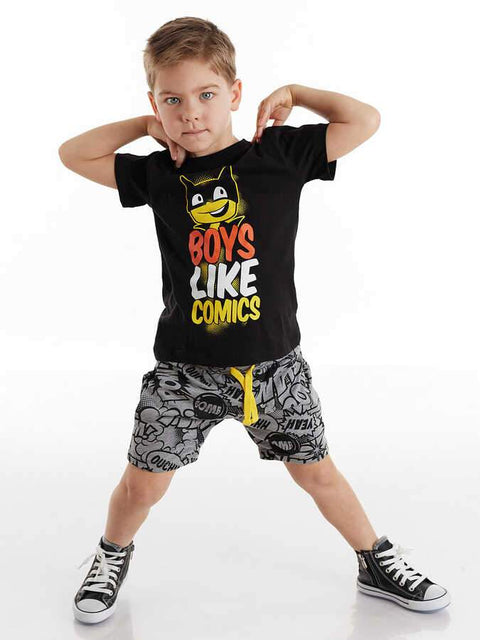 Denokids Cartoon Boy T-shirt & Shorts Set