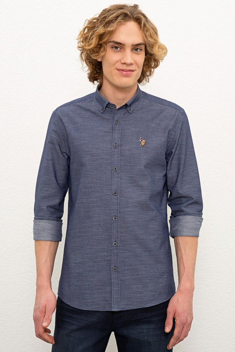 Us Polo Assn Men's Navy Blue Shirt Long Sleeve 50226557-VR033