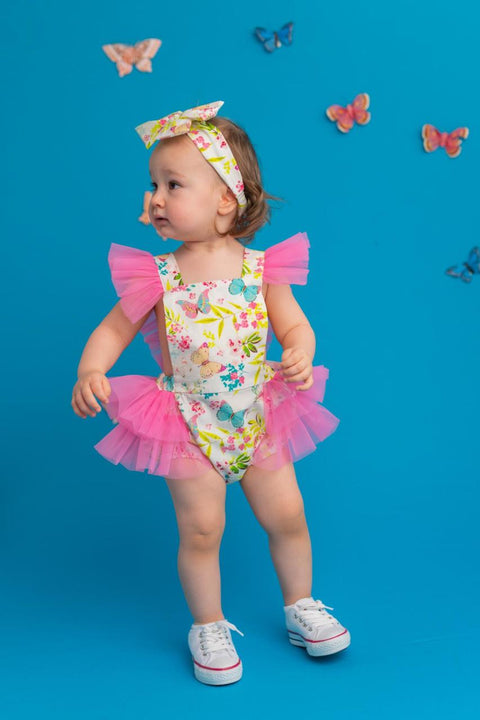 Pixy Love Baby Girl Light Beige Coco Spring Rompers