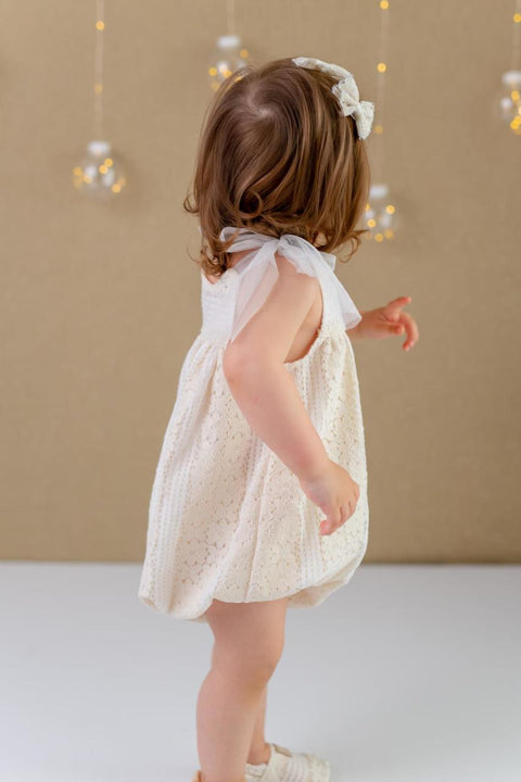 Pixy Love Baby Girl Light Beige Lace Rompers
