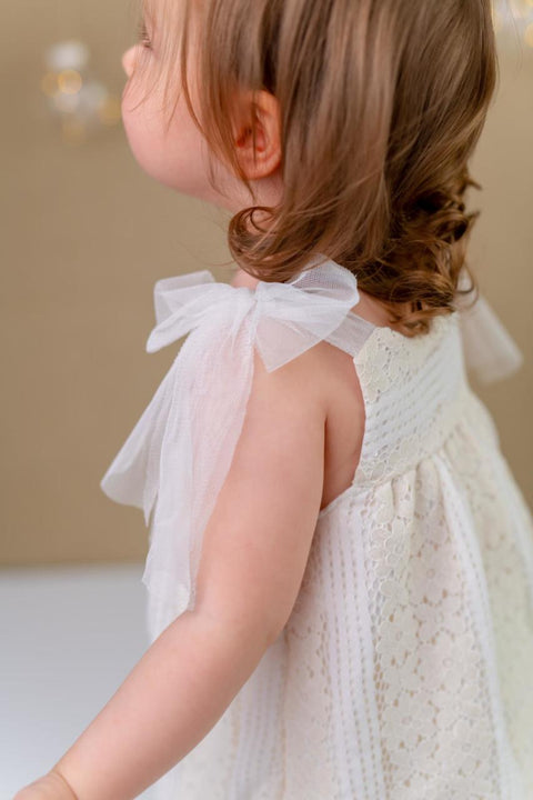 Pixy Love Baby Girl Light Beige Lace Rompers