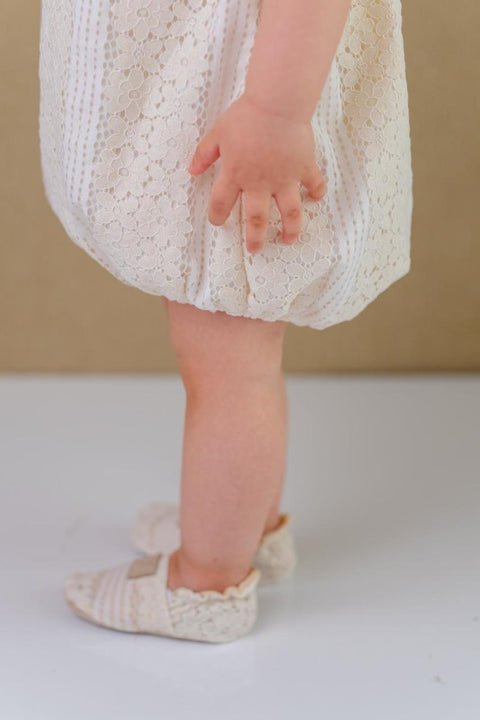 Pixy Love Baby Girl Light Beige Lace Rompers