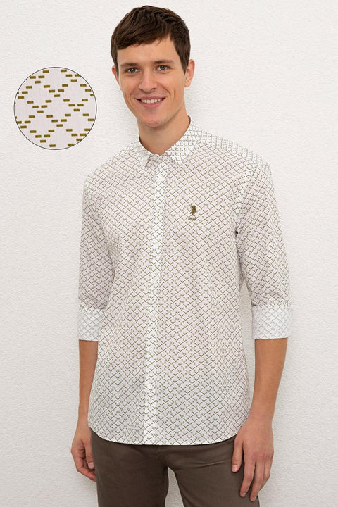 Us Polo Assn Men's White Shirt Long Sleeve 50226605-VR013