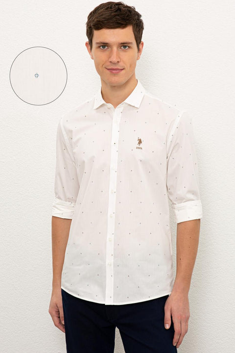 Us Polo Assn Men's White Shirt Long Sleeve 50226562-VR019
