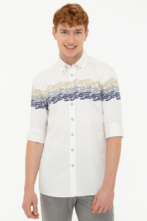 Us Polo Assn Men's White Shirt Long Sleeve 50237909-VR071