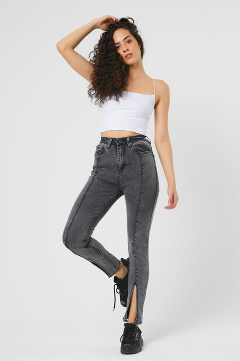 TonnyBlack Smoked Women's Front Slit Detailed Lycra Jeans TBG046-1_109