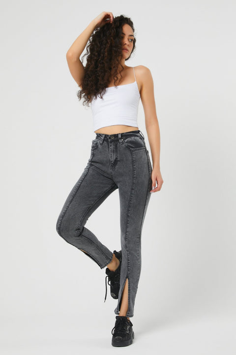 TonnyBlack Smoked Women's Front Slit Detailed Lycra Jeans TBG046-1_109