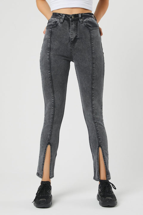TonnyBlack Smoked Women's Front Slit Detailed Lycra Jeans TBG046-1_109