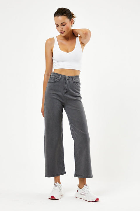 Tonny Black Smoked Women's Short Palazzo Jeans Trousers TBG073-1_109