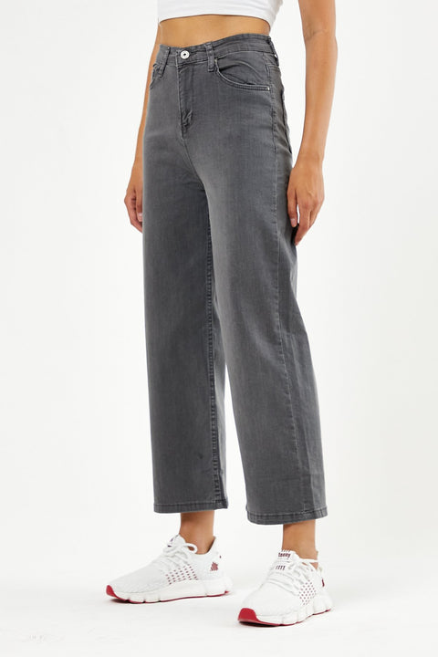 Tonny Black Smoked Women's Short Palazzo Jeans Trousers TBG073-1_109