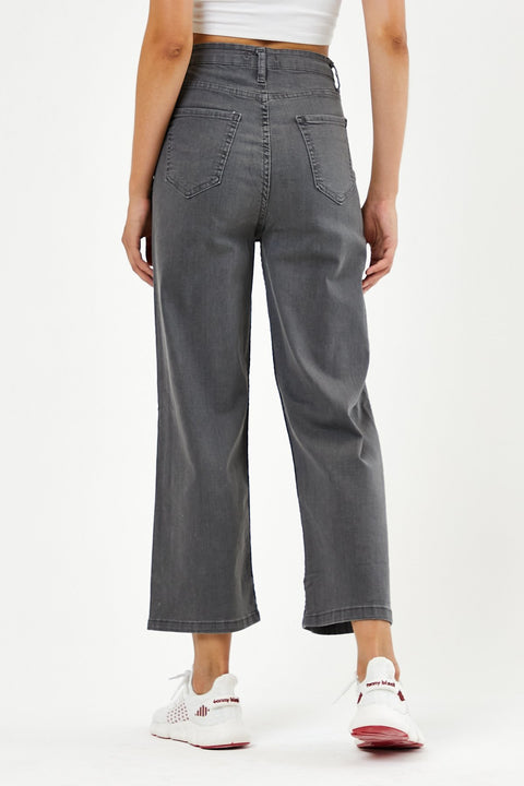 Tonny Black Smoked Women's Short Palazzo Jeans Trousers TBG073-1_109
