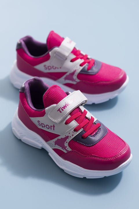TonnyBlack  Fuchsia Kids Sport Shoes