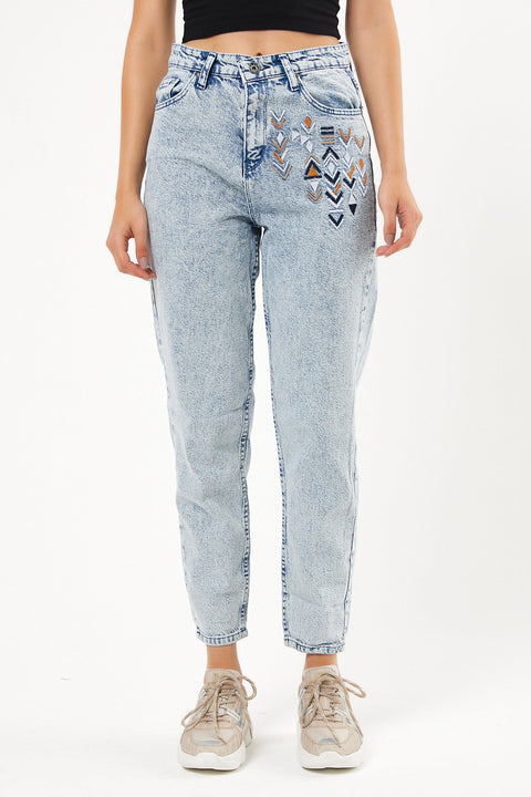 TonnyBlack Gray Women's Pyramid Pattern Jeans TBG064-1_119
