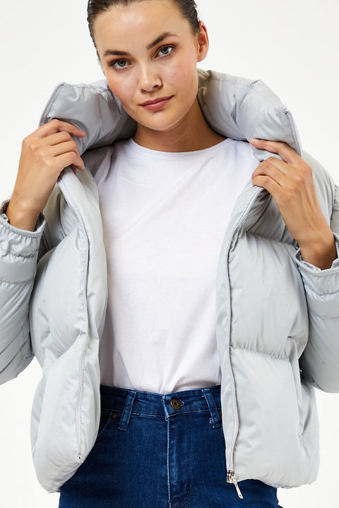 TonnyBlack Gray Women's Oversize Filled Inflatable Waterproof Coat TBG069-1_119