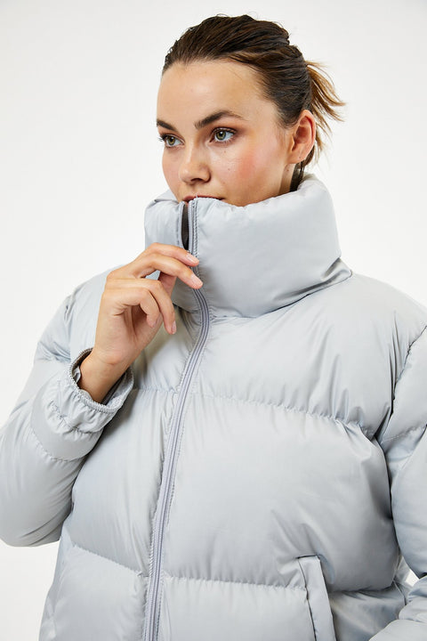 TonnyBlack Gray Women's Oversize Filled Inflatable Waterproof Coat TBG069-1_119