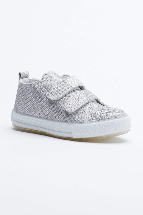 TonnyBlack Silver Kids Sneakers Light Velcro