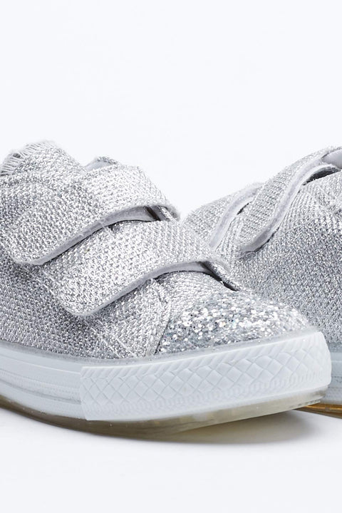 TonnyBlack Silver Kids Sneakers Light Velcro